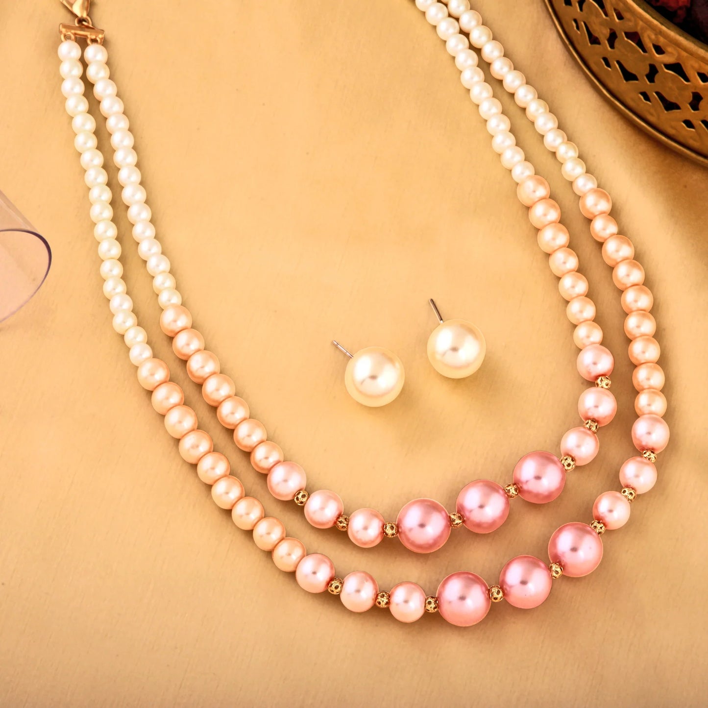 Multi colour shell pearls necklace